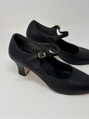 Capezio Black Leather Mary Jane Character Shoes Size 10M 3" Heel Dance Theater